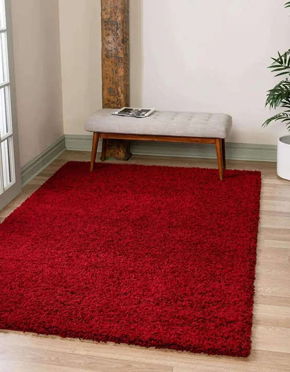 فرش مدرن مخمل خواب دار گیلاس قرمز برای کف