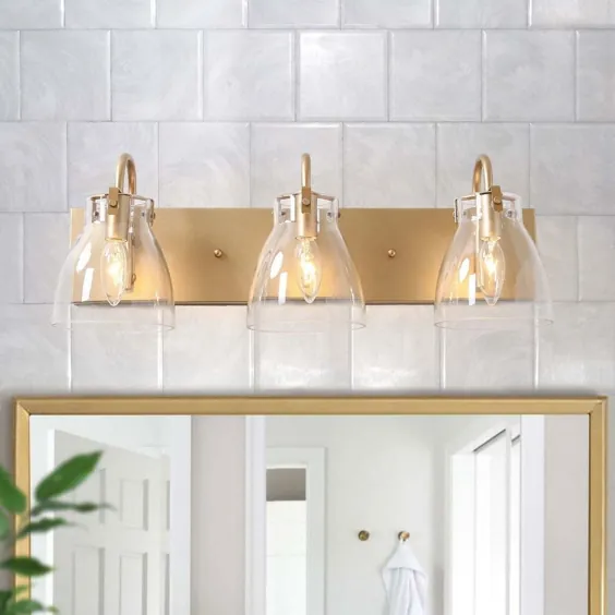 گلم 4 چراغ حمام Vanity Lights Golden Wall Sconce برای اتاق پودر - L22 "x H8" x E7 "(L22" x H8 "x E7") ، خاکستری