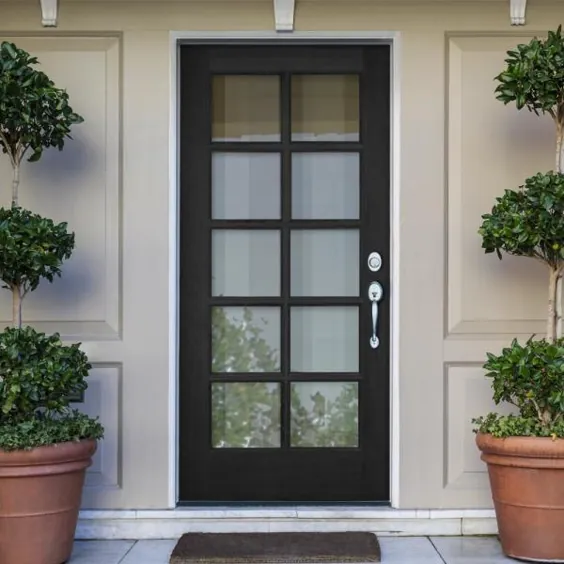 Krosswood Doors 36 in x 80 in. French LH Full Lite Clear Glass Black Stain Douglas Fir Prehung Front Door-PHED.DF.410.30.68.134.LH.512. Black - The Home Depot