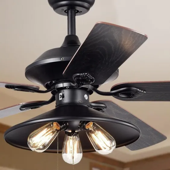 لوازم جانبی خانگی پنکه سقفی مشکی مات با لامپ های ادیسون |  CFL-8308