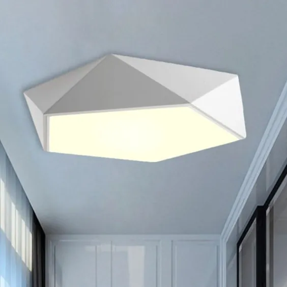 چراغ سقفی فلش فلزی هندسی 20.5 اینچی عریض چراغ سقفی مدرن LED سفید نزدیک به چراغ های سقفی