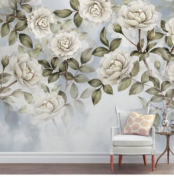نقاشی دیواری کاغذ دیواری گل سبک سبک حومه آمریکا |  اتسی