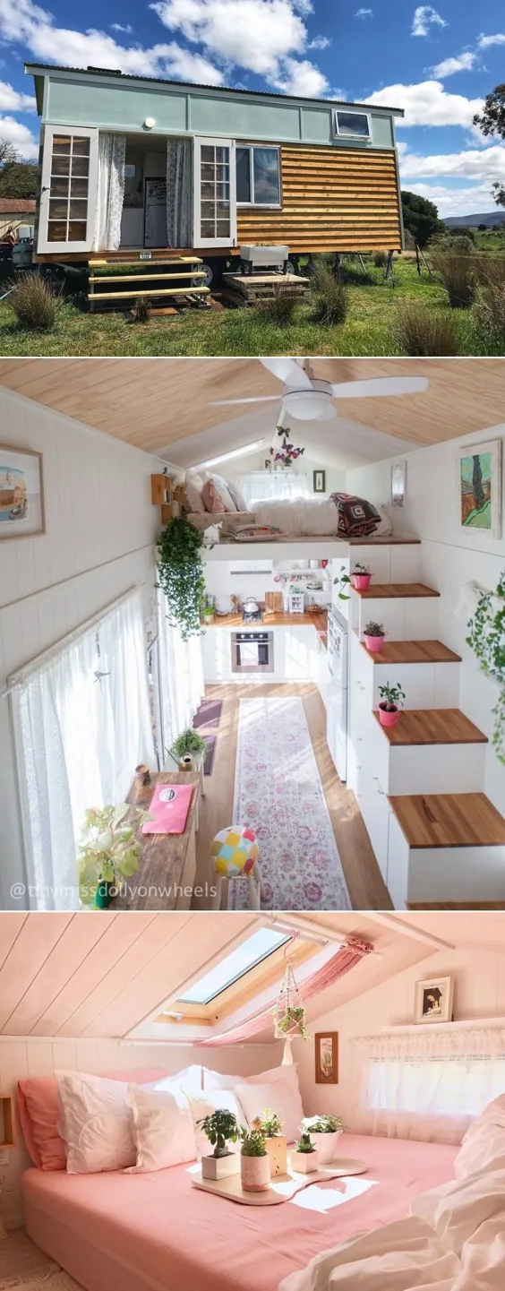 Dolly Rubiano’s Tiny House دارای دو شیروانی و کمد لباس مخصوص اتاق است