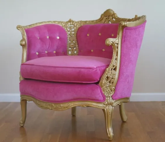 صندلی پرنعمت سبک روکوکو صورتی و طلایی - سفارش سفارشی