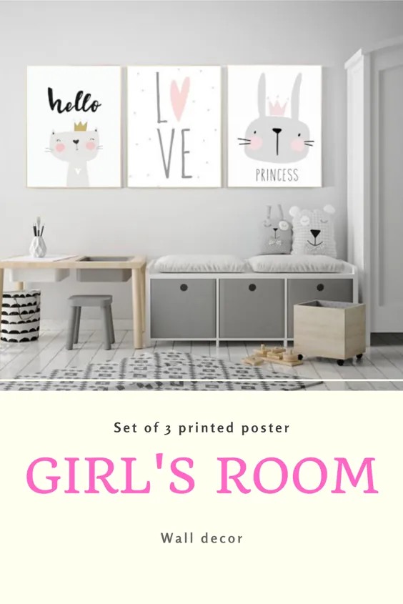 مجموعه 3 پوستر چاپی |  دکور دیوار |  اتاق دخترانه |  فرمت های بزرگ |  اتاق پرنسس |  گربه و اسم حیوان دست اموز