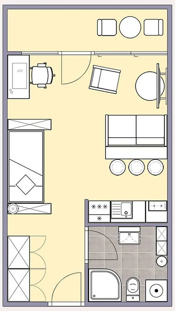 تجهیز یک آپارتمان کوچک: به نظر می رسد آپارتمان یک اتاقه بزرگ است