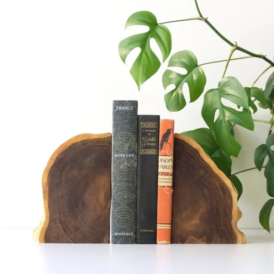 Bookends Vintage Rustic Modern Live Edge Wood | اتسی