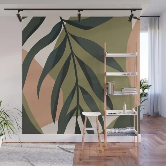 برگ گرمسیری - نقاشی دیواری انتزاعی هنری توسط Thingdesign - 8 'X 8'
