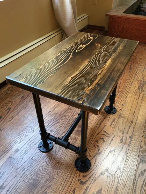 میز کناری لوله های صنعتی چوبی اصلاح شده |  اتسی