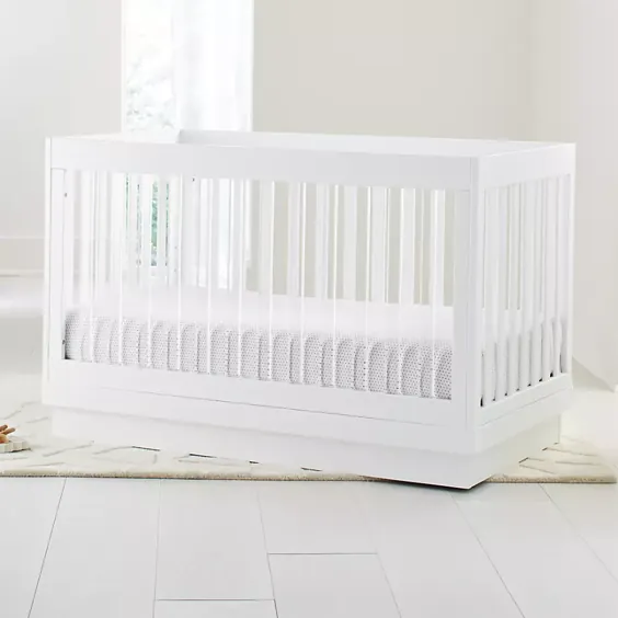 تختخواب قابل تبدیل Babyletto Harlow اکریلیک 3 در 1 با کیت تبدیل تخت کودک نوپا |  جعبه و بشکه