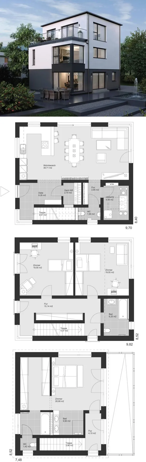 Modernes Einfamilienhaus ELK Haus 178 Flachdach - ELK Fertighaus | HausbauDirekt.de