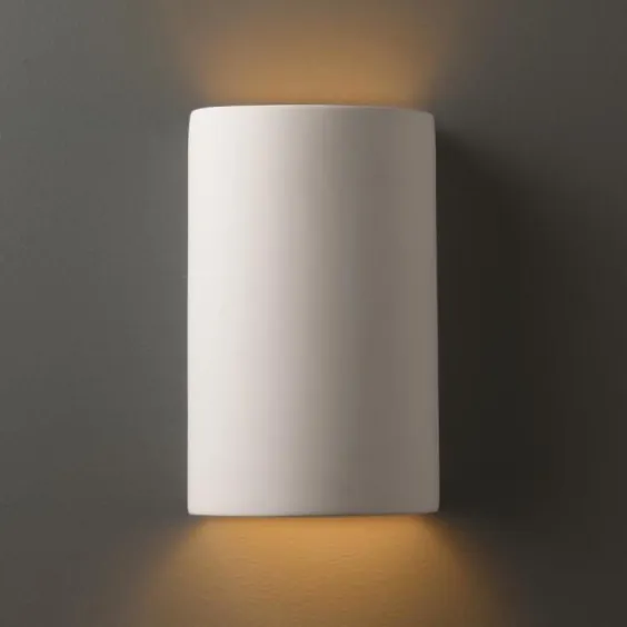 Justice Design Ambiance 1-Light Small ADA Cylinder Bisque Wall Sconce-CER-5945-BIS - انبار خانه