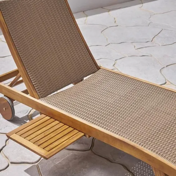 Noble House Colby Teak 2-Piece Acacia Wood Outdoor Chaise Lounge-55136 - انبار خانه