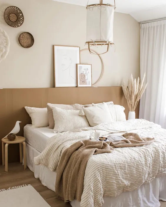 زیبایی های اتاق خواب بژ خنثی مناسب برای فصل پاییز است