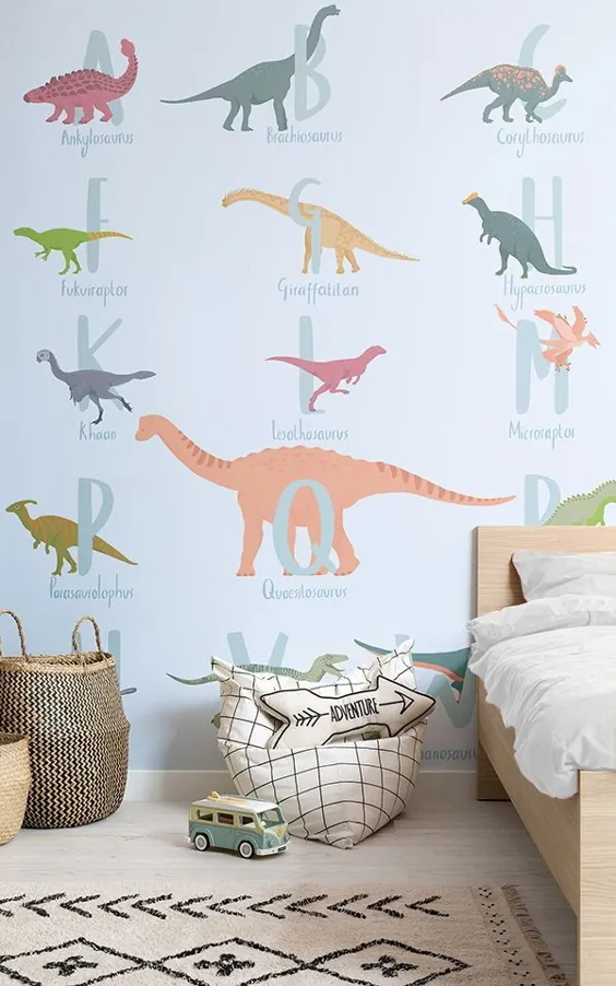 کاغذ دیواری دایناسور آبی |  نقاشی دیواری
