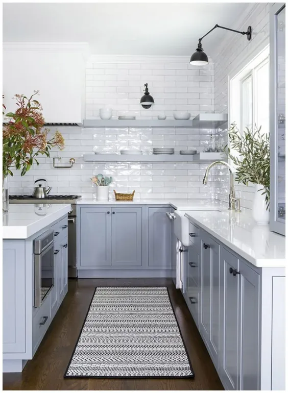 8 کابینت آشپزخانه به رنگ خاکستری روشن ، رنگ سفید را خندق می کند