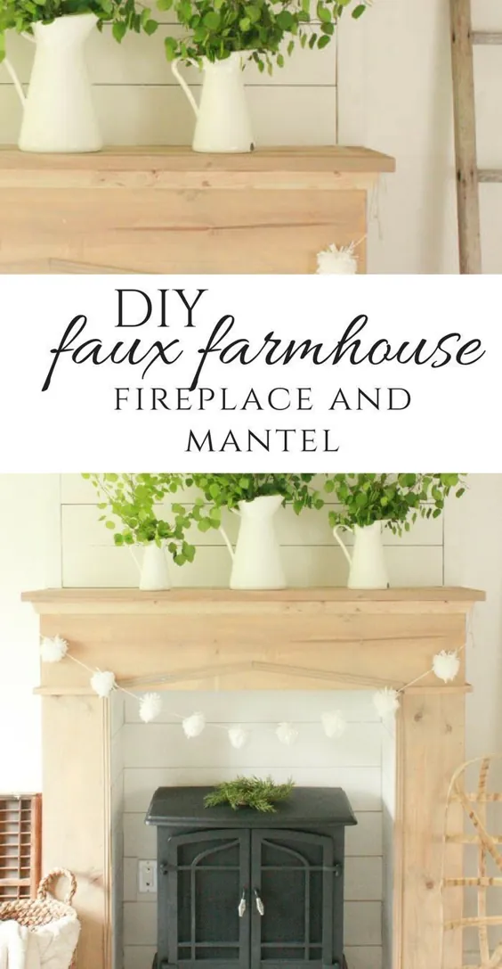 DIY Faux Farmhouse Style Firehouse and Mantel