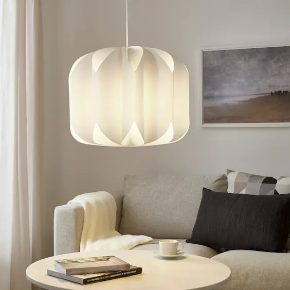 سایه لامپ آویز MOJNA ، پارچه ای / سفید ، 19 اینچی - IKEA
