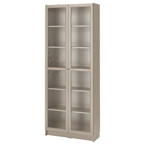 کتابخانه BILLY با درهای شیشه ای ، خاکستری ، جلوه فلزی ، 31 1 / 2x11 3 / 4x79 1/2 "- IKEA