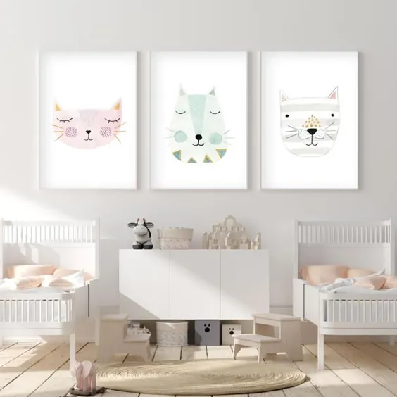 مجموعه ای از 3 گربه زن سبک و جلف - مهد کودک دیوار هنر