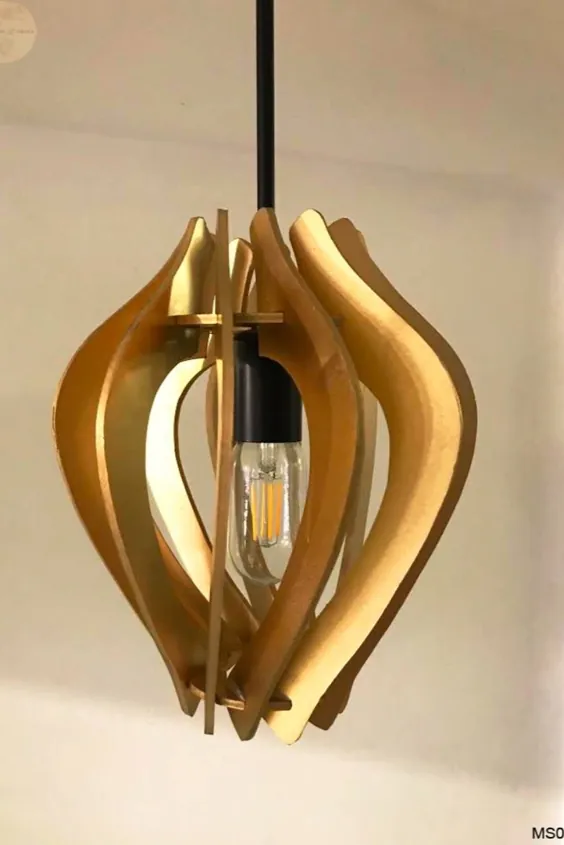 سایه لامپ خانگی دست ساز Midcentury برای دکوراسیون منزل دنج ، چراغ آویز هندسی برای اتاق نشیمن