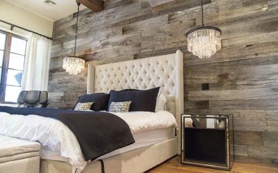 لهجه دیواری چوبی برای اتاق خواب: ایده های 80 تخته الوار برای دیوار |  زندگی من را رنگ کنید