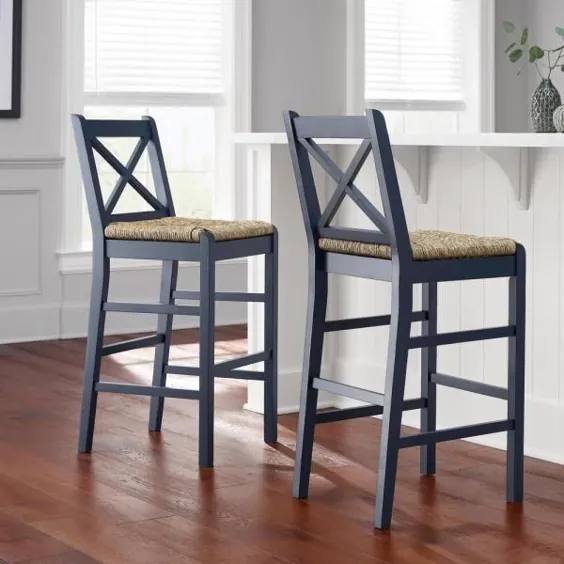 کالاهای تزئینی خانگی صندلی چوبی آبی Dorsey Midnight Blue با صندلی عقب و راش (17.72 اینچ. عرض x 44.49 اینچ اینچ) -ST1808245-NMID - انبار خانه