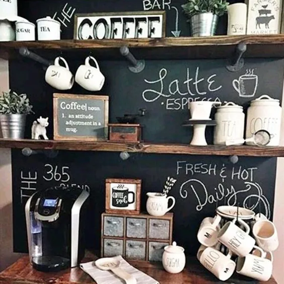 ایده های قهوه قهوه ای DIY - ایستگاه های آشامیدنی خیره کننده به سبک مزرعه برای فضاهای کوچک و آشپزخانه های کوچک - زندگی شما را بهم می ریزد