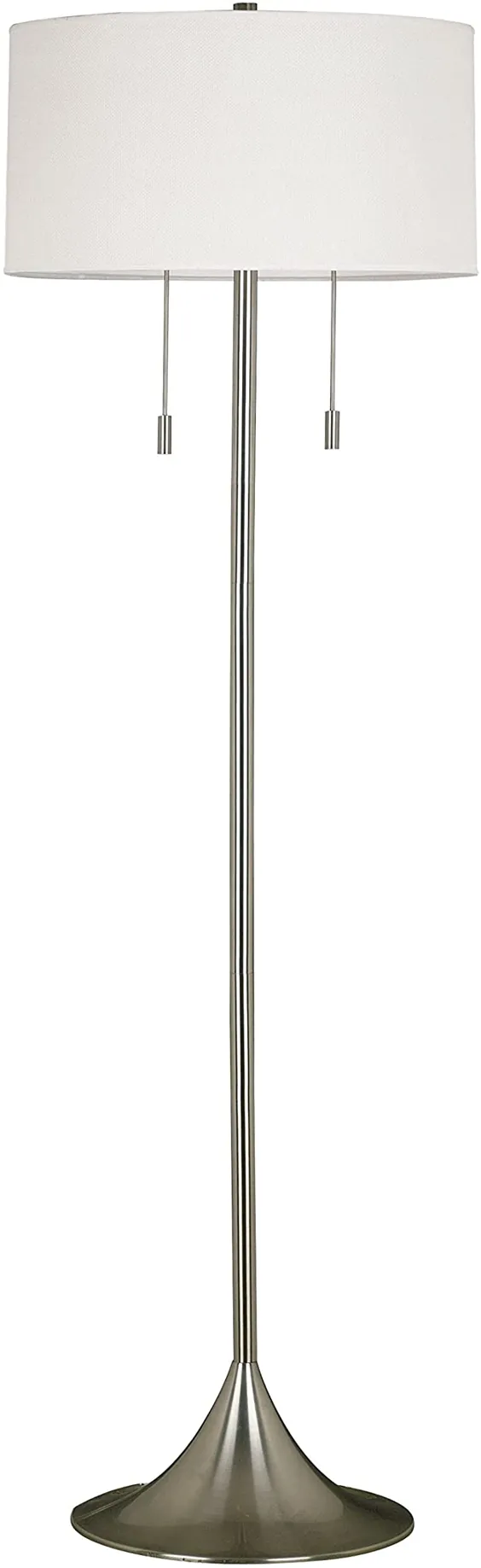 چراغ کف پایه 61 اینچ براق مدرن Retro با سایه درام سفید - شامل قلم زنده گی Modhaus