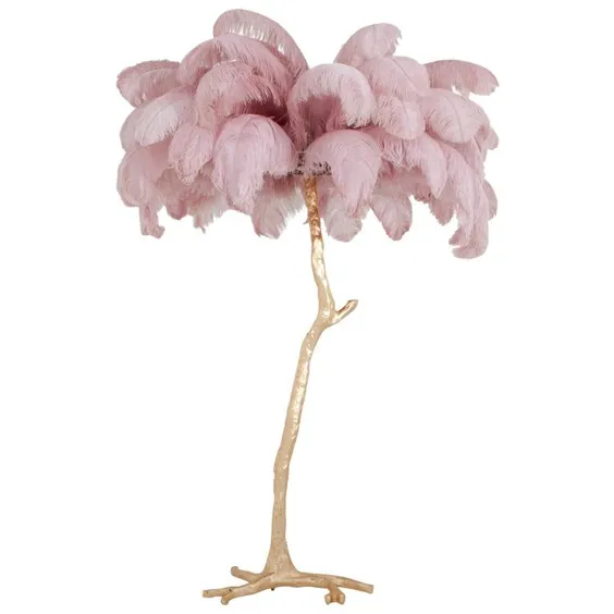 1stdibs Floor Lamp - Feather Palm Tree Copper European Hollywood Regency رزین ، پرها