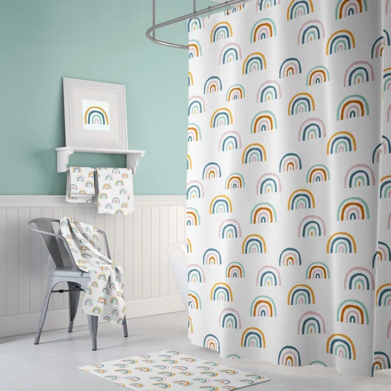 پرده دوش رنگین کمان دکور حمام کودکان و نوجوانان Bathmat Rainbow |  اتسی