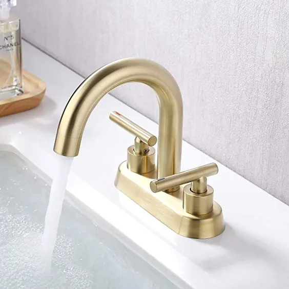 شیر حمام طلای برس KES مدرن 4 اینچ Centerset Vanity Faucet Brass Construction Brass Brass Finish، L4117LF-BZ