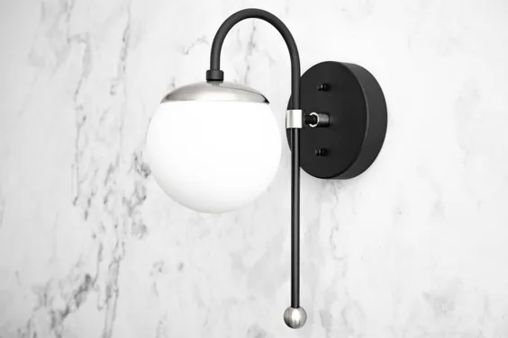 Chrome Sconce - Globe Sconce - Globe Light Globe - Nickel Brushed - حمام حمام - Vanity Sconce - لوازم حمام - مدل شماره 1045