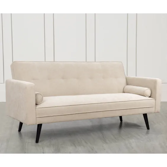 مبل تختخوابشو پارچه Futon Mid-Century برای اتاق نشیمن و دفتر ، بژ --Walmart.com