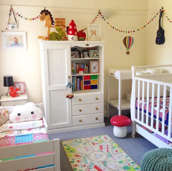 12 ایده شیک برای دکوراسیون کودک و کودک نوپا که یک اتاق خواب مشترک دارند