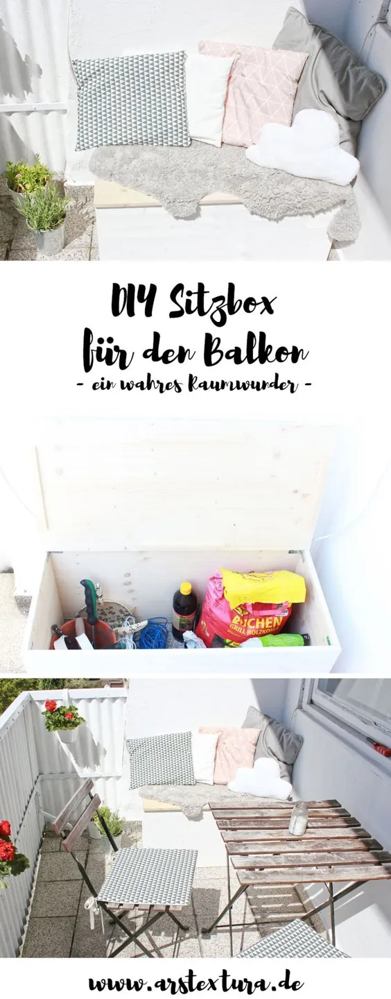 Ordnung für den Balkon ... meine DIY Sitzbox |  ars textura - بلاگ DIY