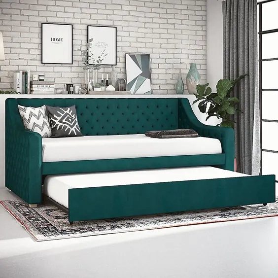 Cosmoliving توسط Cosmopolitan Nolita Velvet Daybed و Trundle در سبز