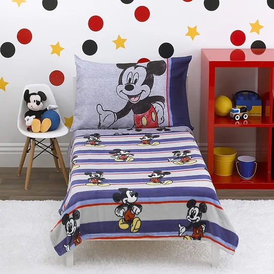 Disney Mickey Mouse Beyond Classic 4-Piece Toddler Comforter با رنگ آبی