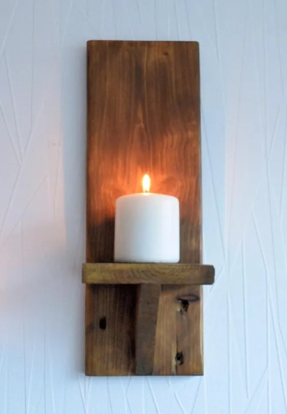 جفت نگهدارنده شمع ساخته شده از دیوار روستایی چوبی اصلاح شده |  اتسی
