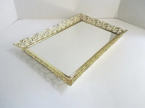 آینه آویز مستطیل بزرگ Vintage Mirror Mirror Mirror Mirror برگ گل گلدان فلزی سوراخ دار