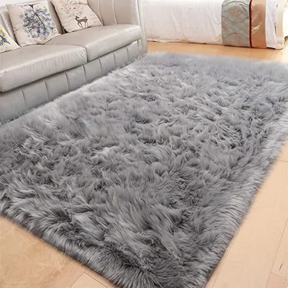 فرش LOCHAS Ultra Soft Fluffy Faux Faux Frux area فرش مخصوص اتاق خواب اتاق خواب اتاق نشیمن فرش مهد کودک کف قابل شستشو کف ، 3x5 پا خاکستری