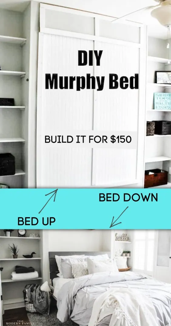تخت مورفی DIY - تختخواب دیواری خود را با قیمت 150 دلار بسازید