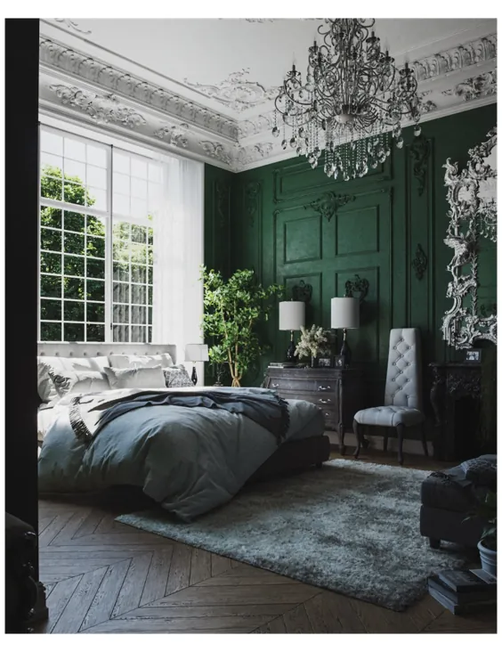 اتاق خواب سبز مشکی و زمردی