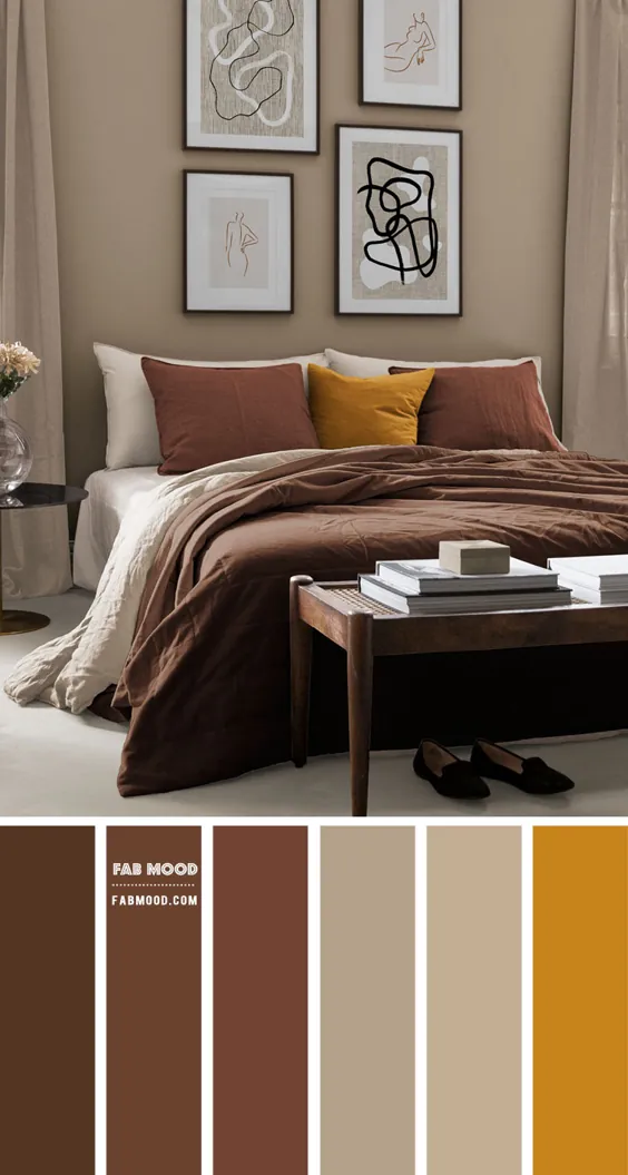 قهوه ای + ادویه + اتاق خواب گرم و گرم - پالت رنگی # 88