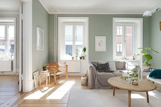 یک آپارتمان آرام سوئدی به رنگ سبز و کنیاک