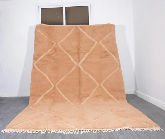 هلو فرش جامد مراکشی ، فرش بنی اورین ، فرش 9،67 فوت در 6.4 فوت ، فرش دستباف هلو مراکشی ، فرش پشمی ، فرش دستباف فرش دستبافت