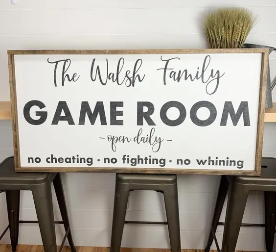 بیانیه اتاق بازی خانوادگی سفارشی علامت نام خانوادگی دیوار هنر |  اتسی