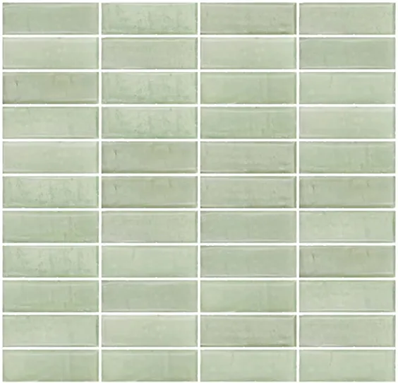 موزاییک Susan Jablon - بازنشانی کاشی مترو شیشه ای مات سبز 1x3 اینچ در طرح انباشته شده