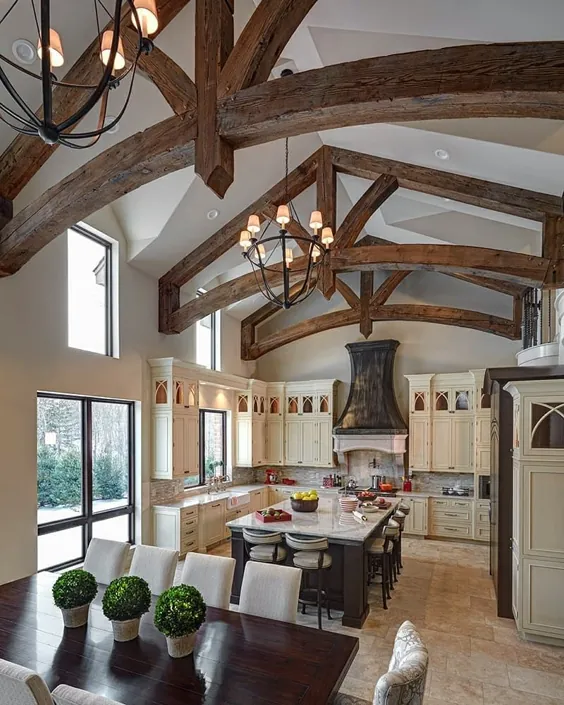 خانه های ثروتمندان TM |  HOTR در اینستاگرام: "این آشپزخانه / ناهار خوری / اتاق عالی مفهومی خیره کننده را در خانه ای که توسط Cranbrook Custom Homes ساخته شده است ببینید!  ؟  # آشپزخانه # آشپزخانه # خانه "