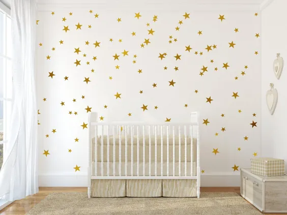 گلدسته های دیواری Gold Stars برای تزیین مهد کودک ، تابلوهای تزئینی دیواری بچه ها ، شیرینی های مجلسی طلا